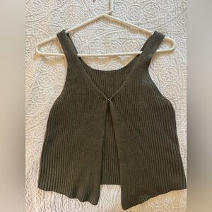 Olive Green Knit Sleeveless Top